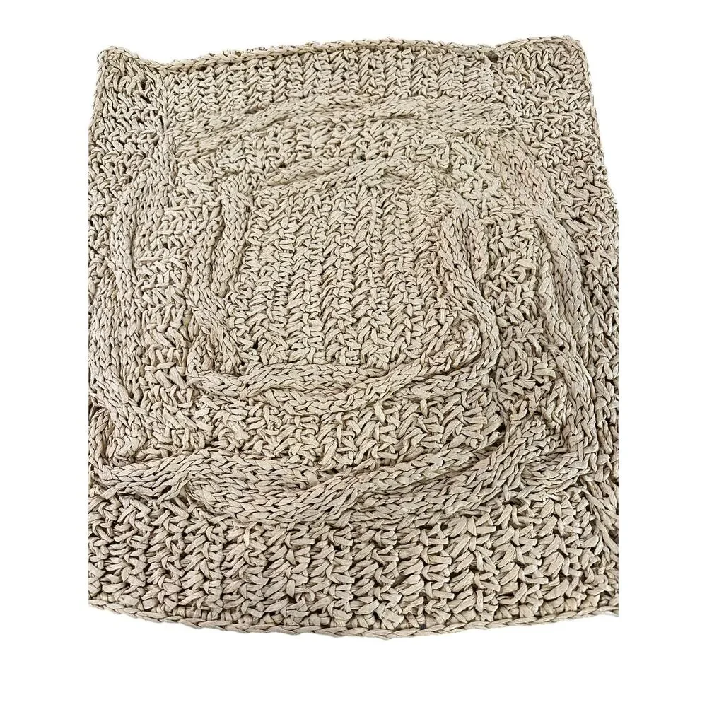 Pottery Barn Lattice Paper Knit Crochet Square Pillow Cover Yellow/Cream - Picture 1 of 5
